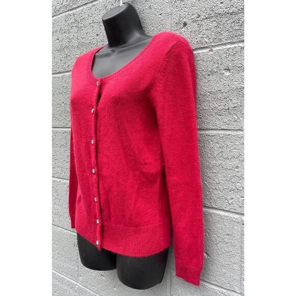 Apt 9 Cardigan women’s size medium red long sleeve rabbit hair sweater - Picture 2 of 11